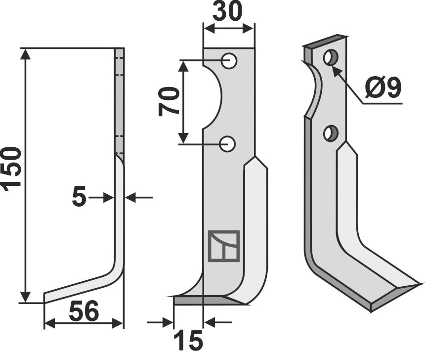 Blad 150x30mm, venstre