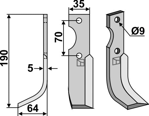 Blad 190x35mm, venstre