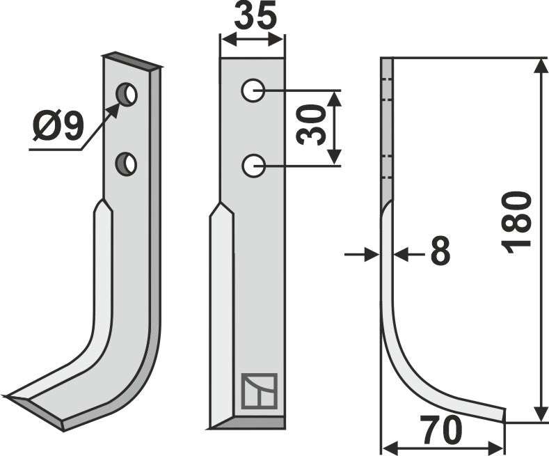 Blad 180x35mm, høyre