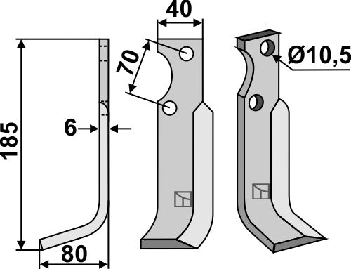 Blad 185x40mm, venstre