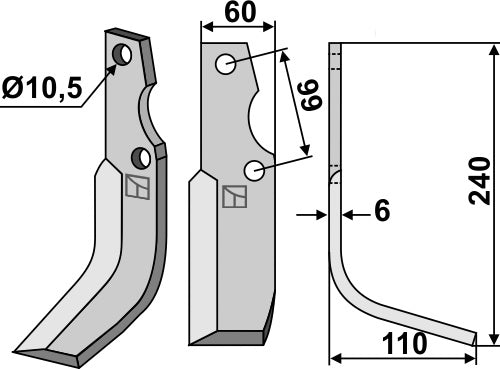Blad 240 x 60 mm, höger