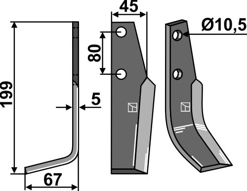 Blad 199x45mm, venstre