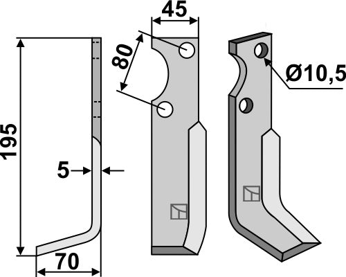 Terä 195 x 45 mm, vasen