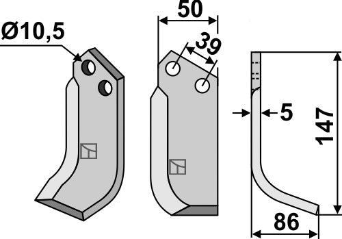 Blad 147 x 50 mm, höger