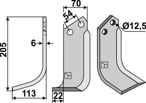 Blad 205x70mm, venstre