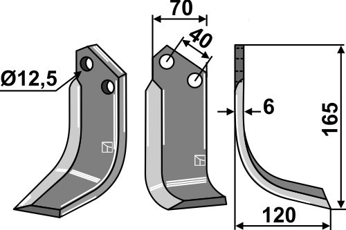 Terä 175 x 70 mm, oikea