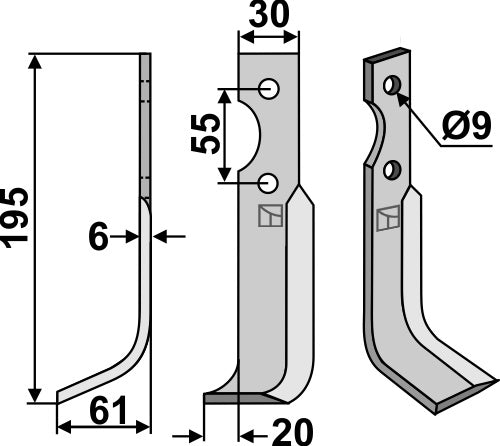 Blad 195 x 30 mm, vänster