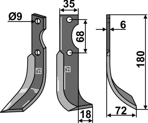 Blade 180x35mm, right