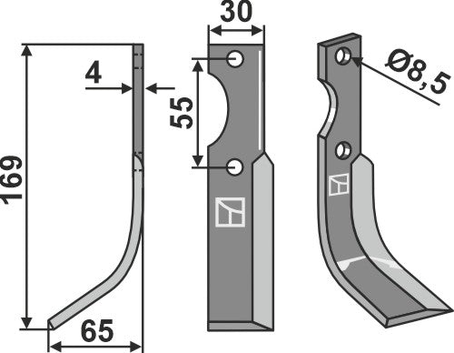 Terä 169 x 30 mm, vasen