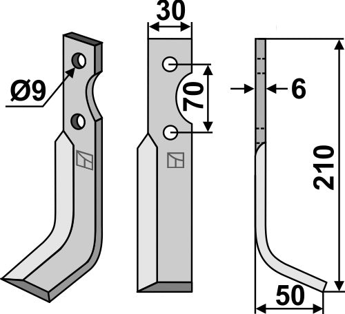 Terä 210 x 30 mm, oikea