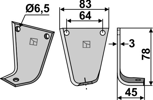 Terä 78 x 83 mm, oikea
