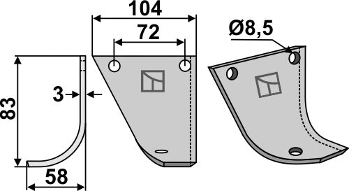 Terä 83 x 104 mm, vasen