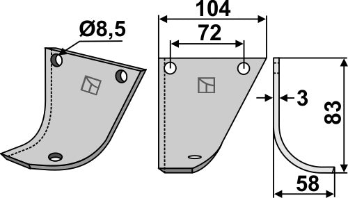 Terä 83 x 104 mm, oikea