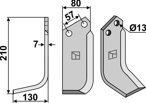 Klinge 210 x 80 mm, venstre