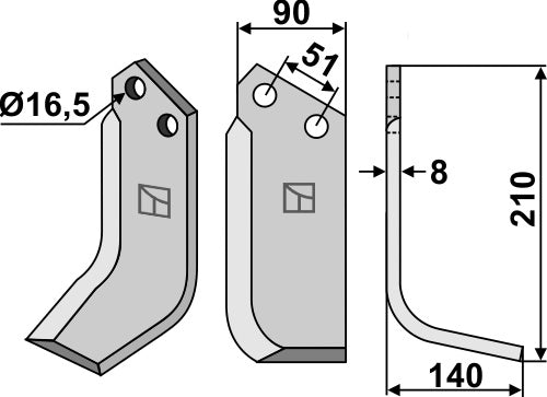 Blade 210x90mm, right