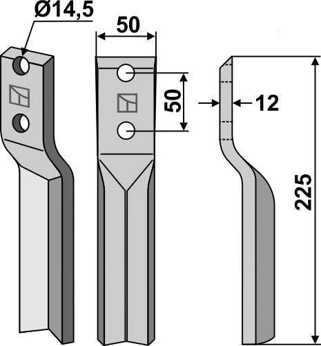 Roterende tand 225 x 50 mm