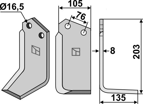 Blad 203 x 105 mm, höger