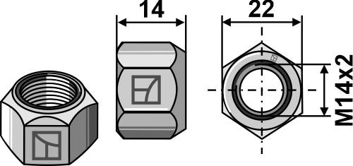 Metallinen mutteri puristuslaitteella M14x2 - DIN980 galv. 10.9