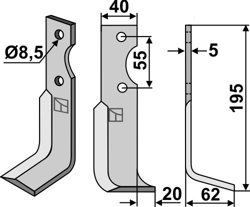 Blade 195x40mm, right