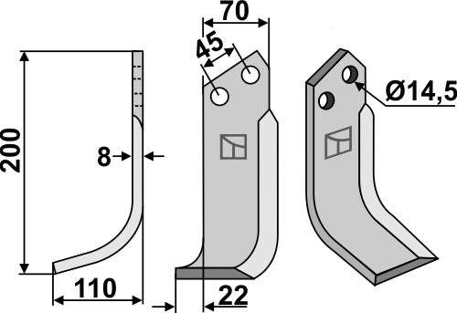 Blad 200x70mm, venstre