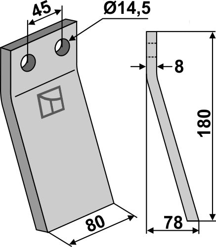 Pyörivä piikki 180 x 80 mm