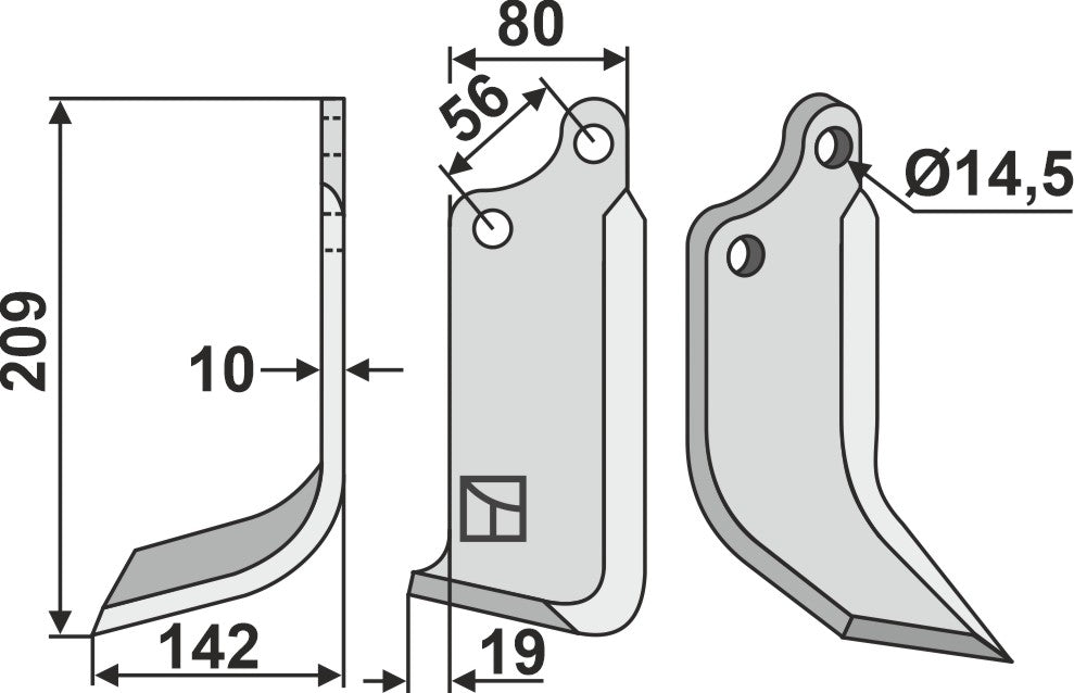 Terä 209 x 80 mm, vasen