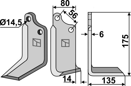 Blad 175 x 80 mm, höger