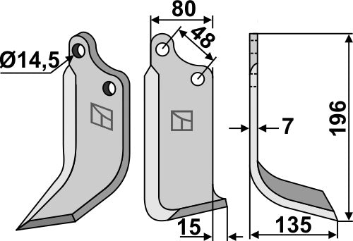 Terä 196 x 80 mm, oikea