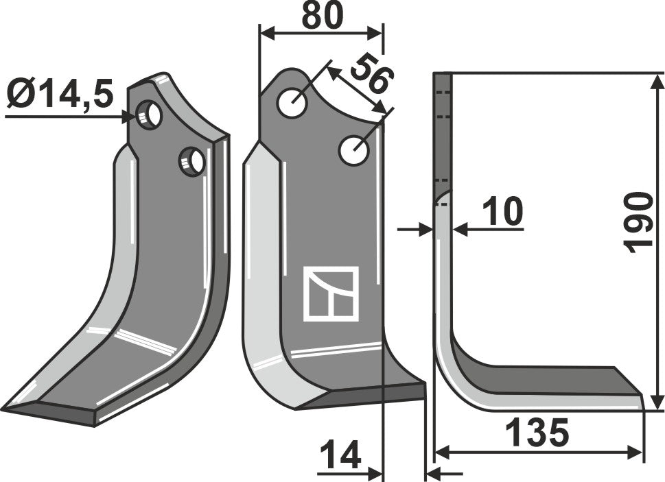Blad 190 x 80 mm, höger