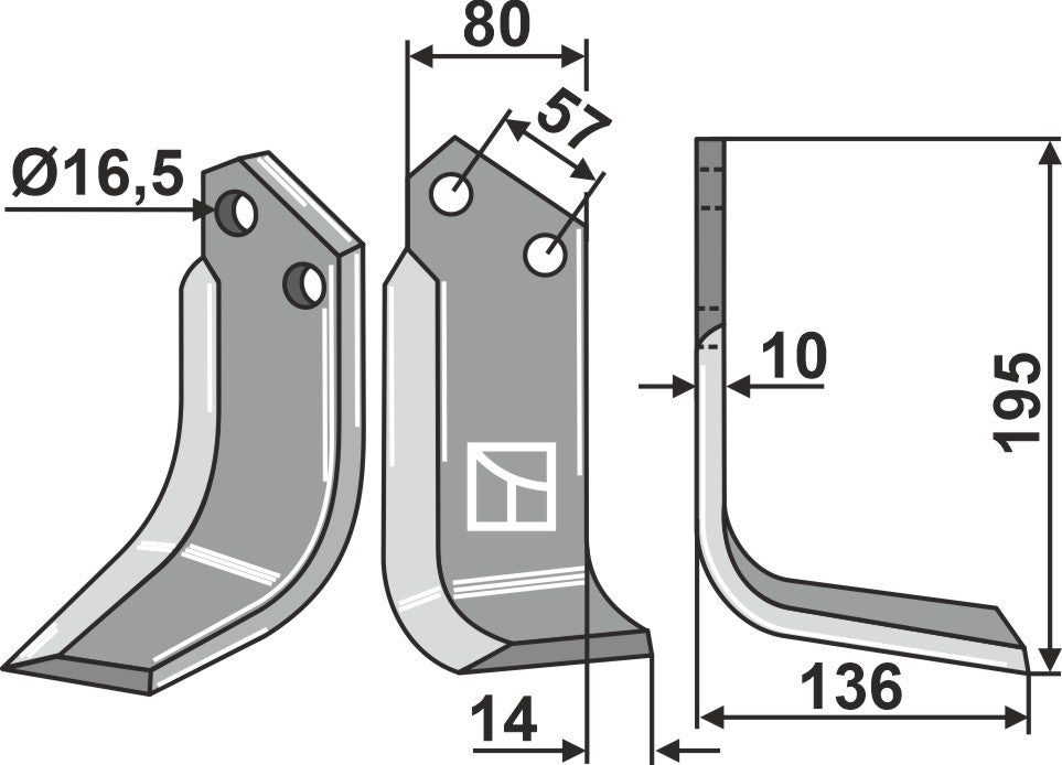 Blade 195x80mm, right