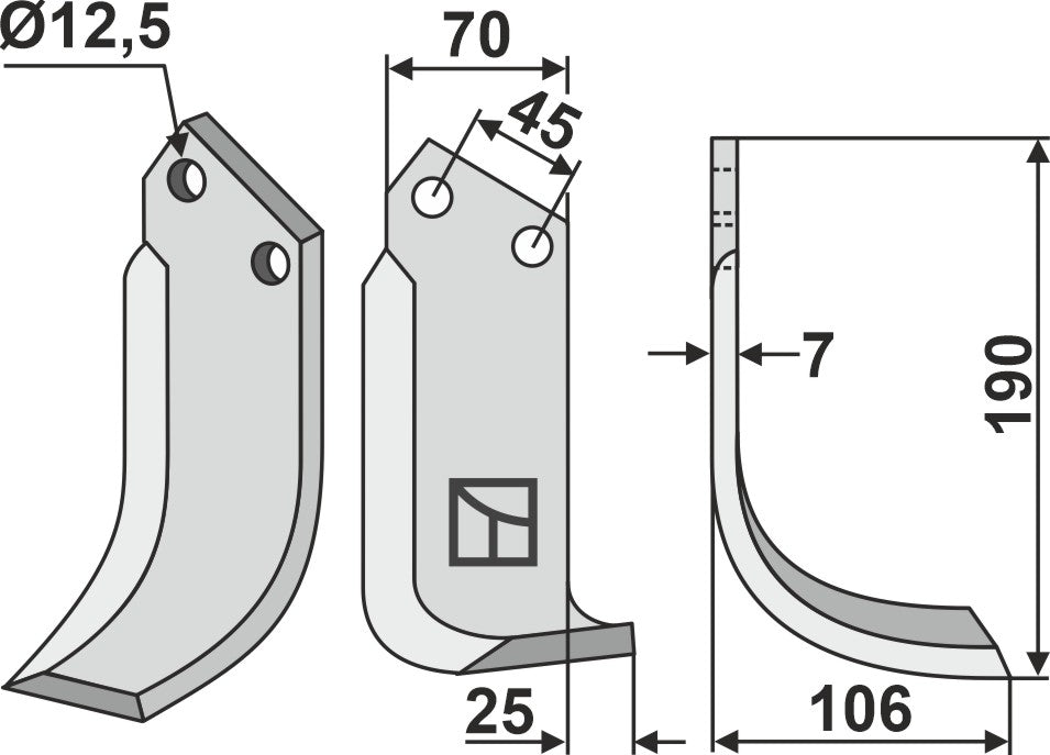 Blade 190x70mm, right