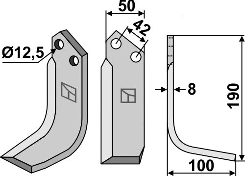 Blad 190 x 50 mm, modell