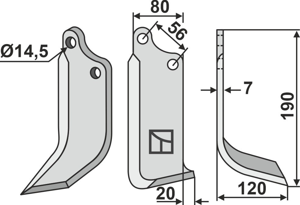 Blade 190x80mm, right