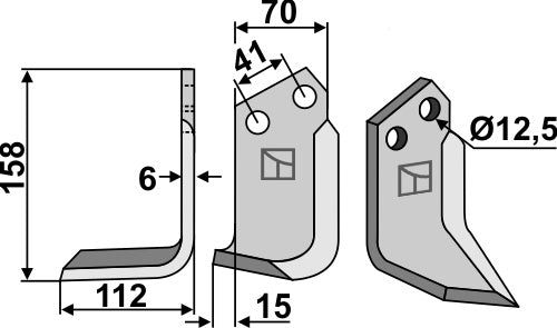 Klinge 158 x 70 mm, venstre