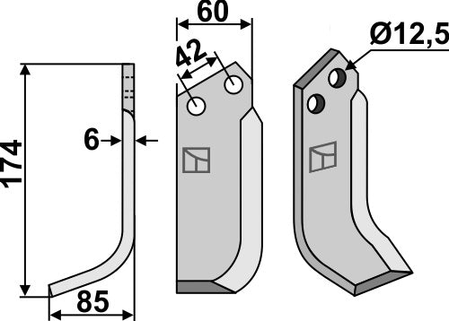 Blad 174x60mm, venstre