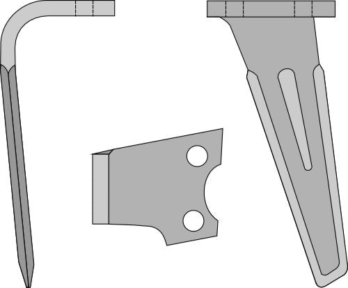 Tine for rotary harrows 310mm, left