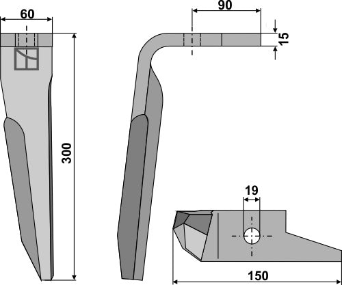 Tand för rotorharvar 300 mm, vänster