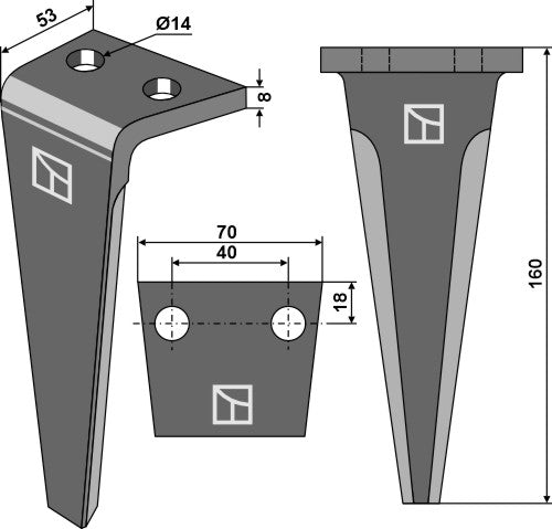 Pyörivien äesien piikki 160 mm