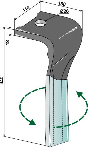 Tand för rotorharvar (DURAFACE), vänster