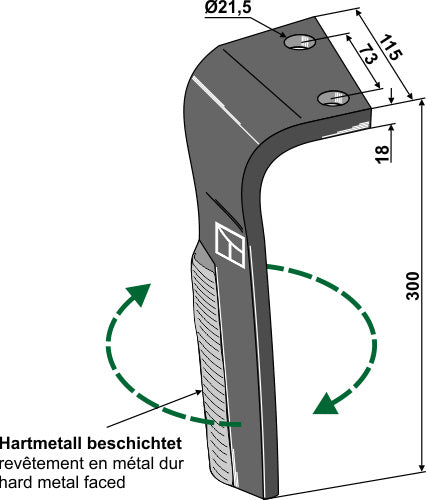 Tine for rotary harrows, right