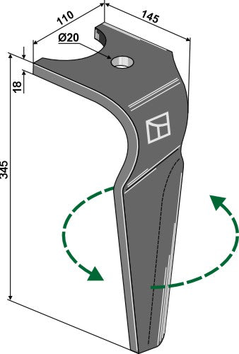 Tand till rotorharv, vänster