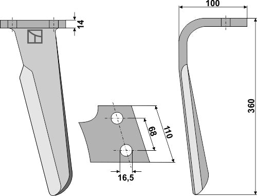 Tænder til rotorharver, venstre