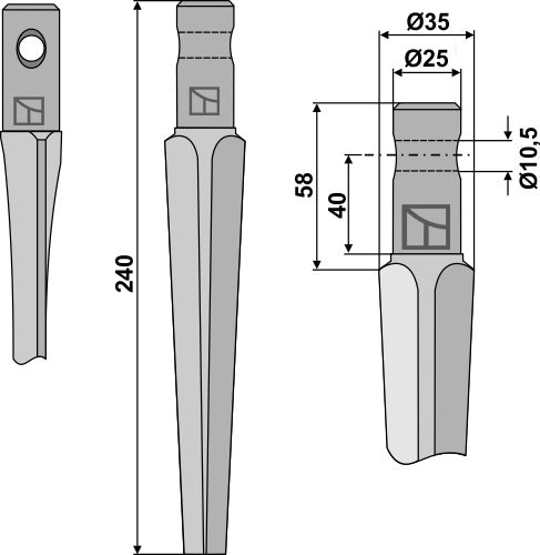 Pyörivän äesän piikki