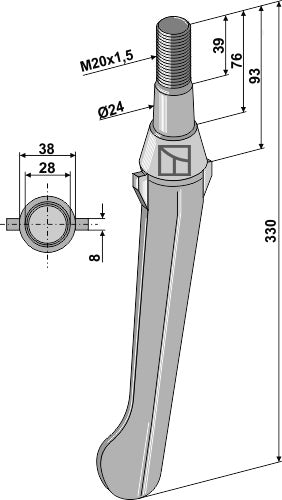 Tine for rotary harrows