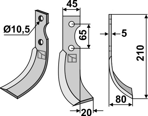 Blade 210x45mm, right