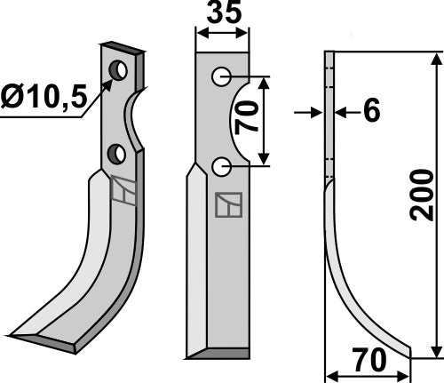 Blade 200x35mm, right