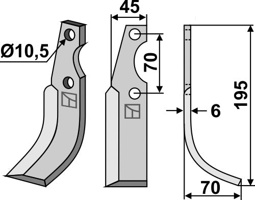 Blade 195x45mm, right