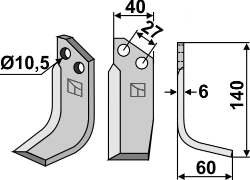 Blad 140 x 40 mm, höger
