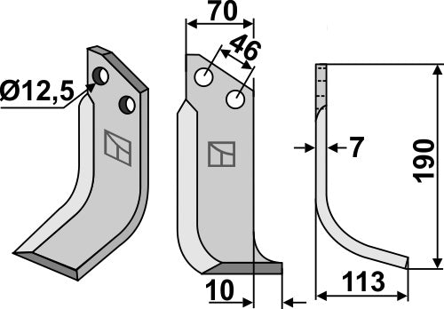 Blade 190x70mm, right