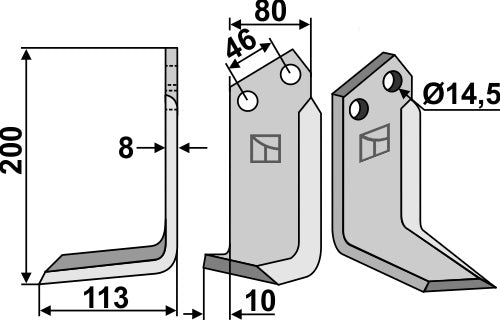 Blade 200x80mm, left
